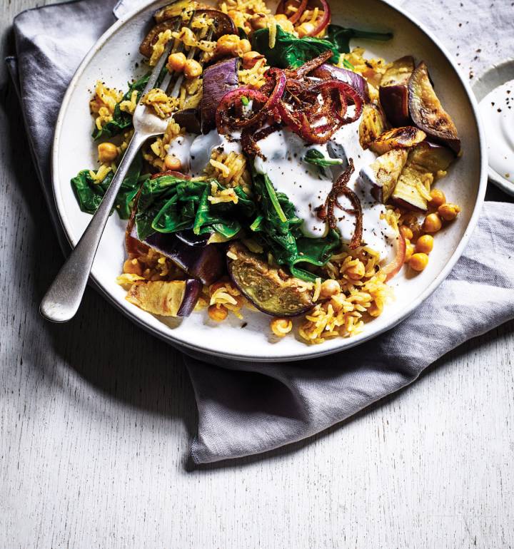 Aubergine biryani