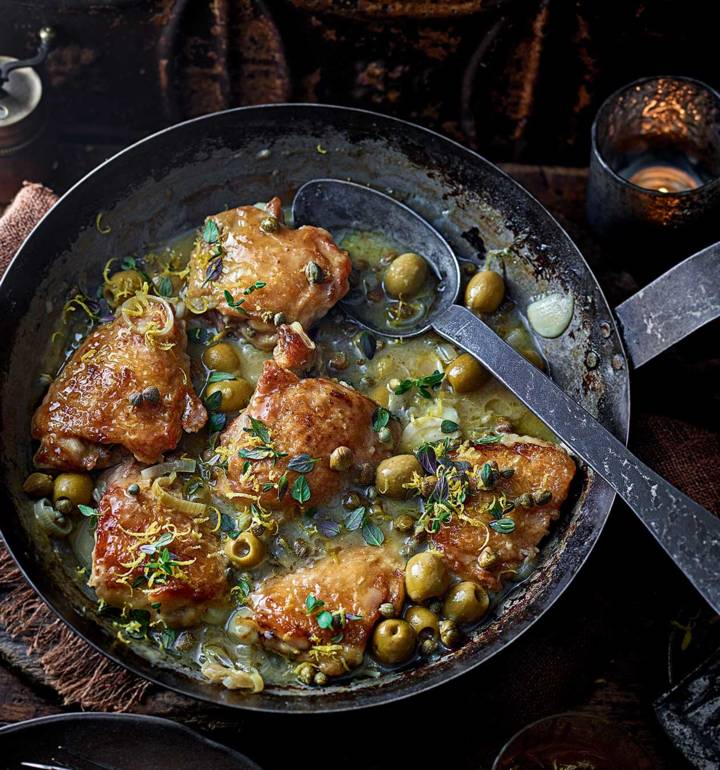 Lemon and caper chicken thighs