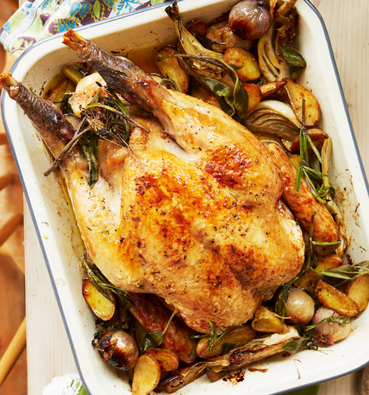 All-in-one roast chicken with aioli | Sainsbury`s Magazine