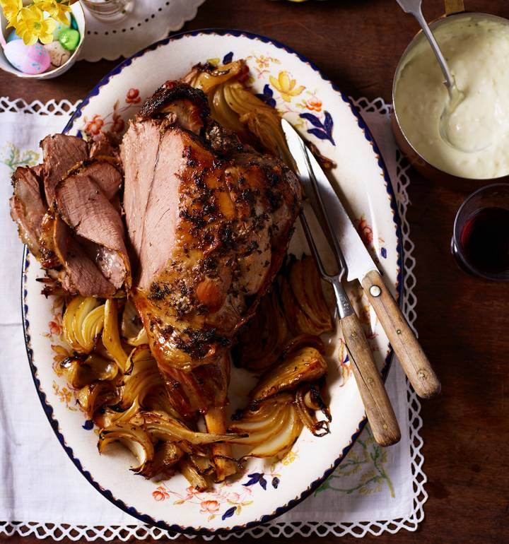 Slow roast leg of lamb with fennel
