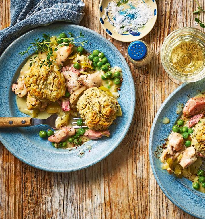 Chicken and gammon stew with buttermilk dumplings