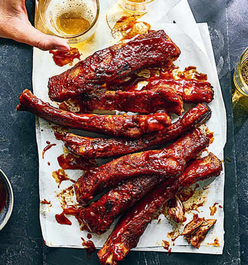 All-american ribs with sticky bourbon glaze recipe | Sainsbury`s Magazine