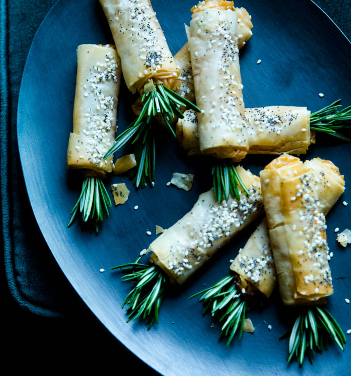 Cheesy filo broomsticks