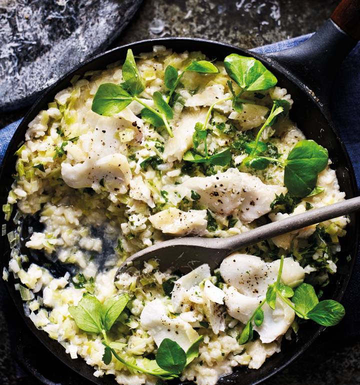 Smoked haddock and leek risotto