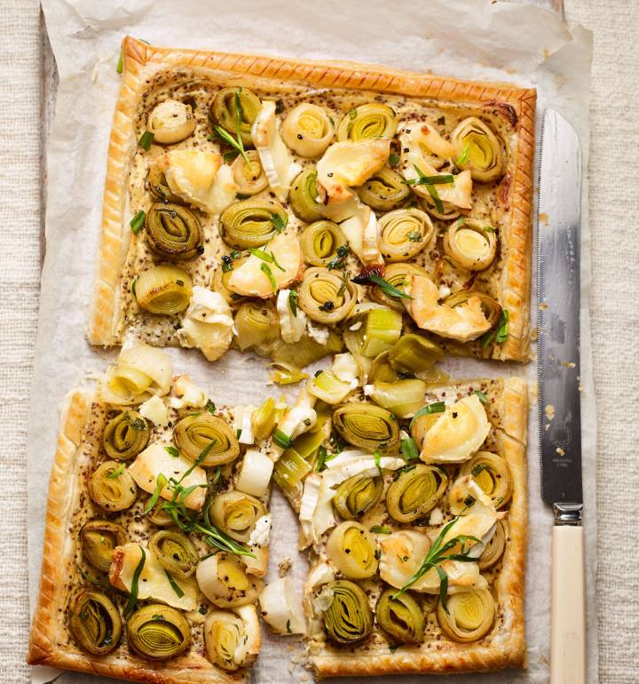 Leek and goats’ cheese tart