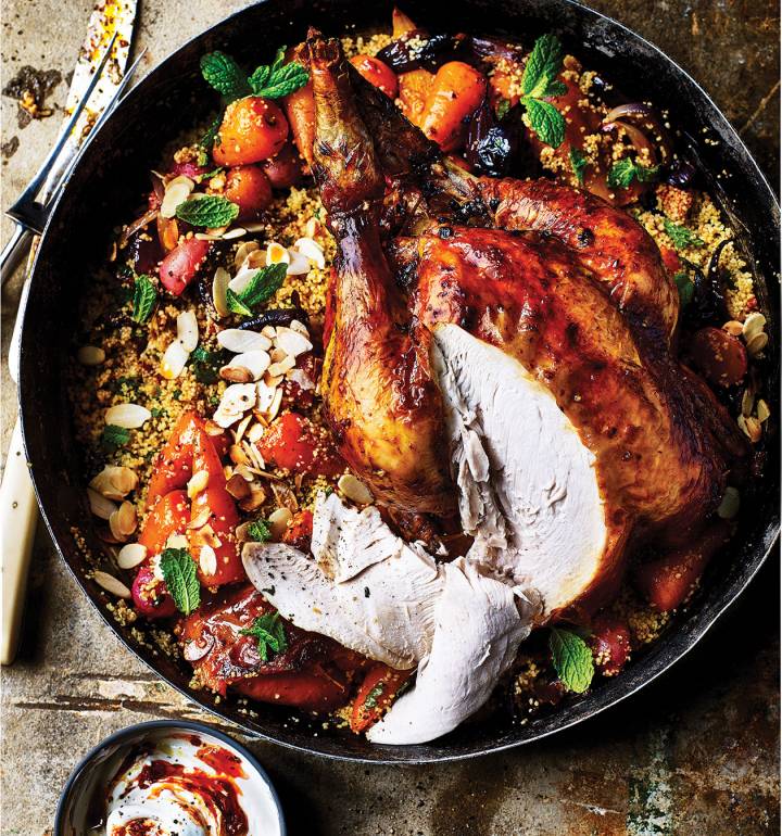 Moroccan roast chicken with root vegetable couscous