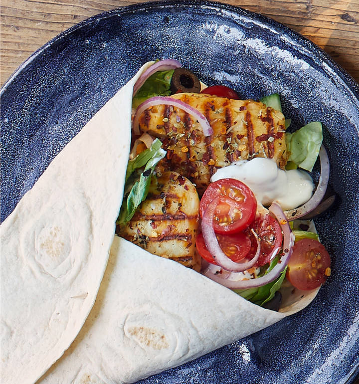 Greek halloumi wraps
