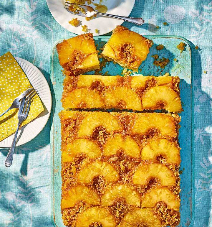 Pina Colada Upside Down Cake Recipe Sainsbury S Magazine Pina Colada Upside Down Cake Recipe Sainsbury S Magazine