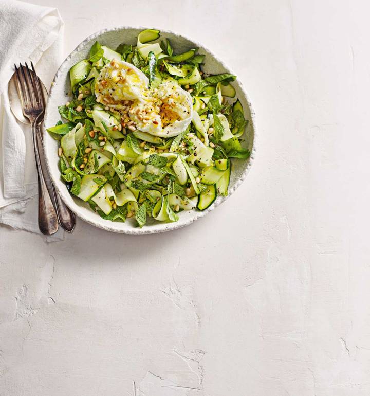 Reader recipe: Courgette salad with burrata and pine nuts