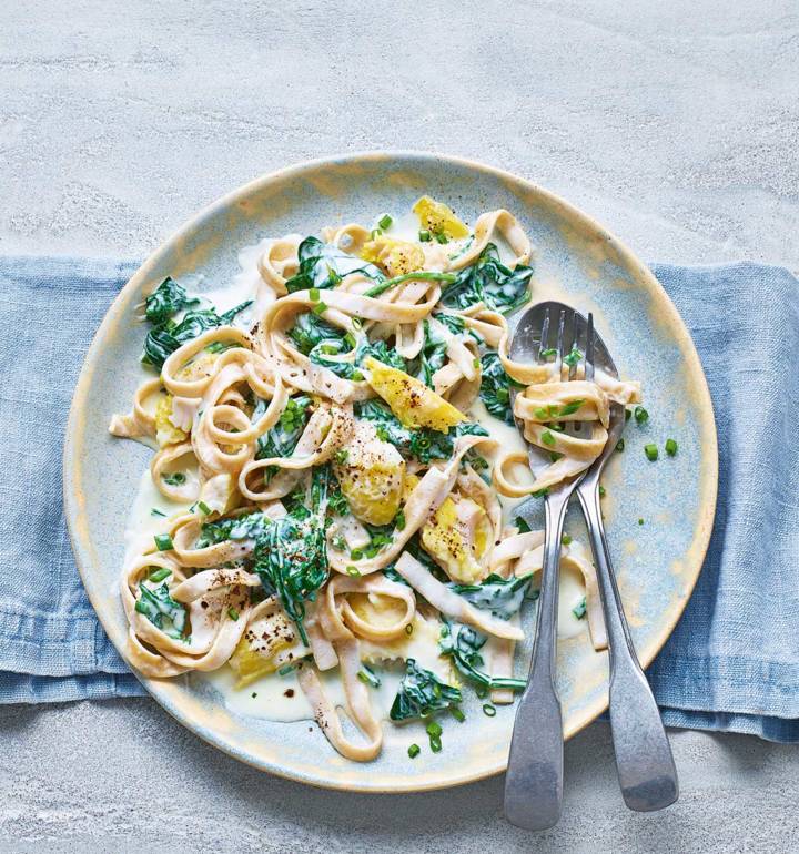 Creamy smoked fish and spinach tagliatelle recipe | Sainsbury`s Magazine