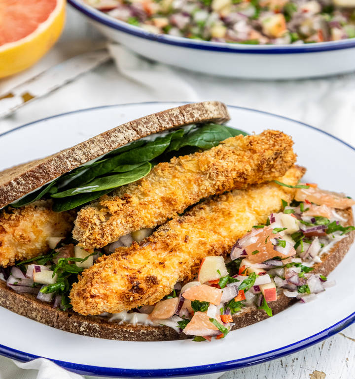 Sponsored: Salmon fish finger sandwiches with Florida Grapefruit salsa