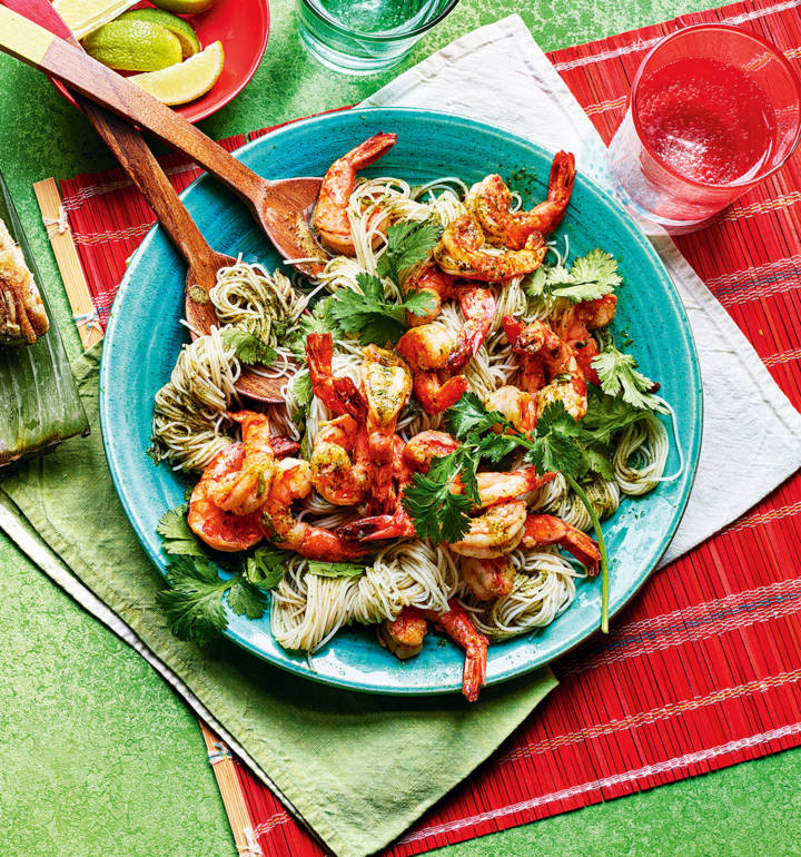 Prawns with noodles