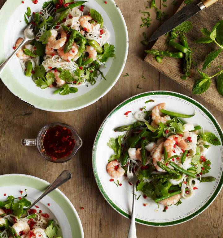 Thai-style asparagus, prawn & green bean salad