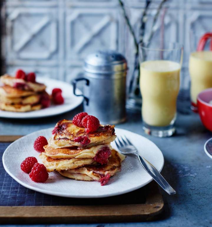 Ricotta and raspberry pancakes