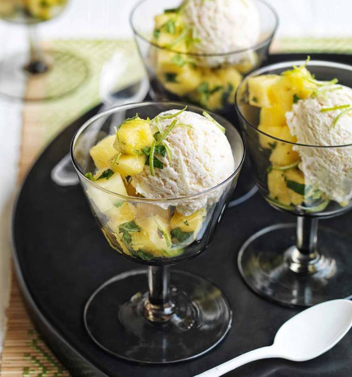 Cheat’s lime, coconut and rum ice cream