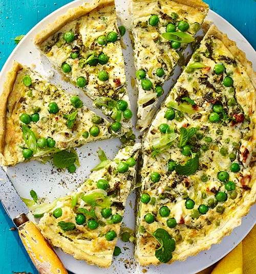 Pea, feta and mint tart
