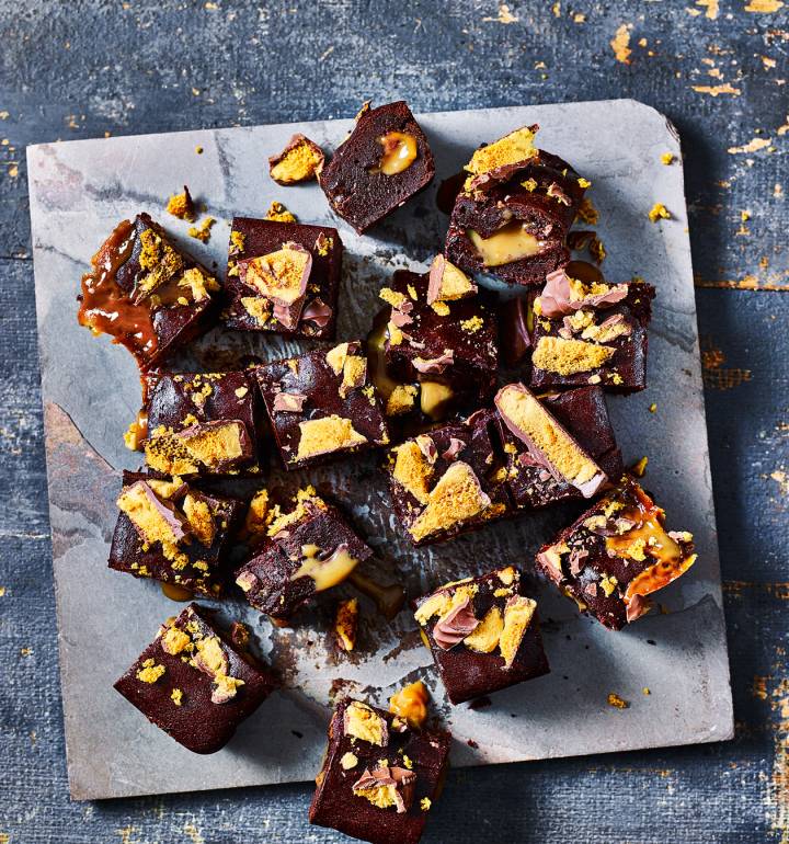 Crunchie bar and salted caramel brownies