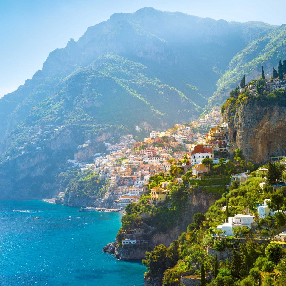 Positano cascades down to the sea. Credit: Getty Images