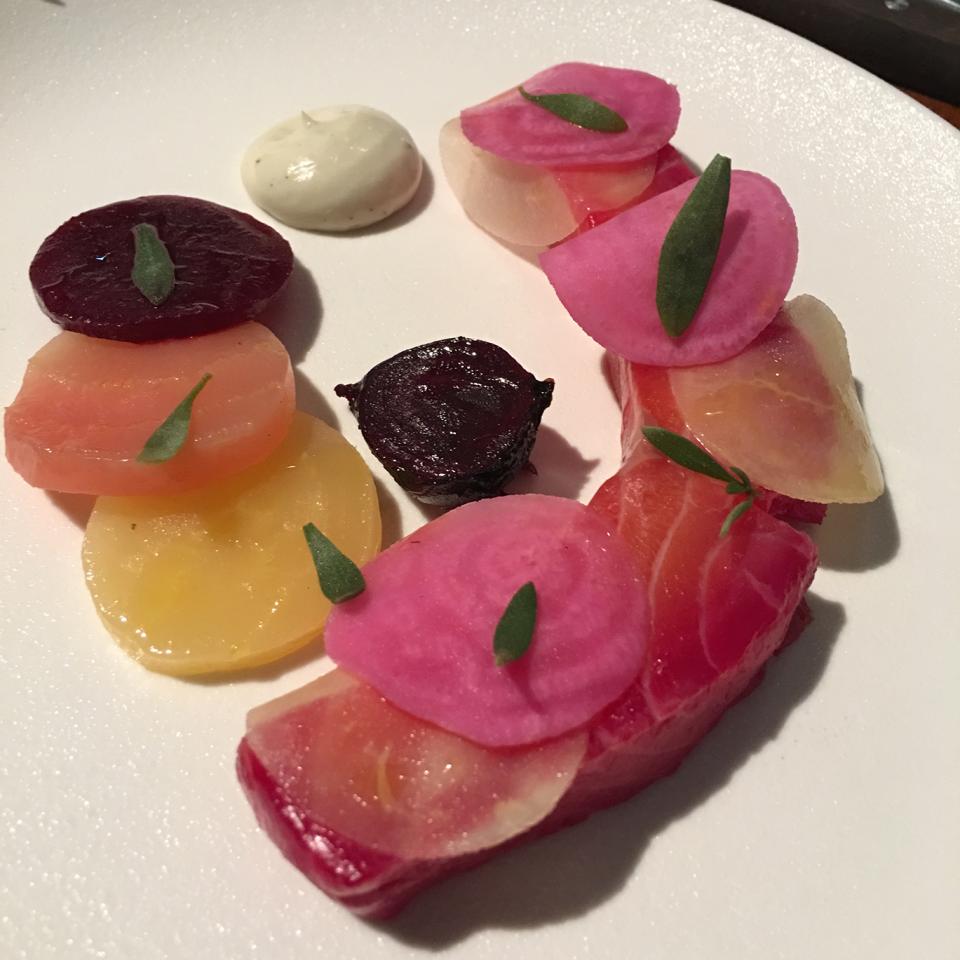Heritage beetroot and cured organic salmon