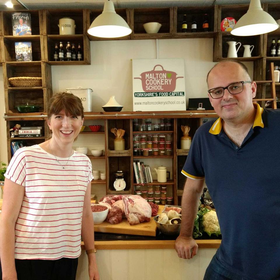 Sarah and Alex before their meat masterclass