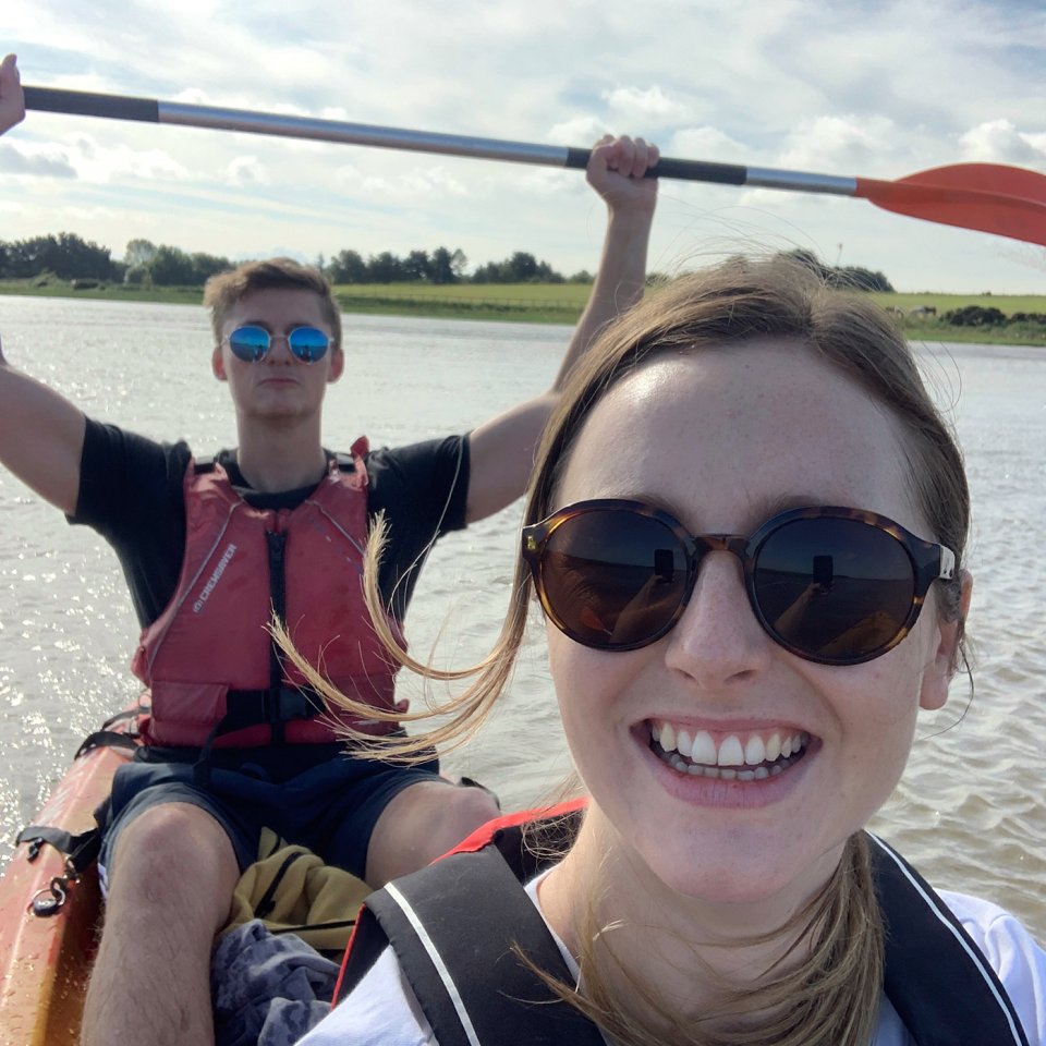 Amy and her partner kayaking on the River Alde