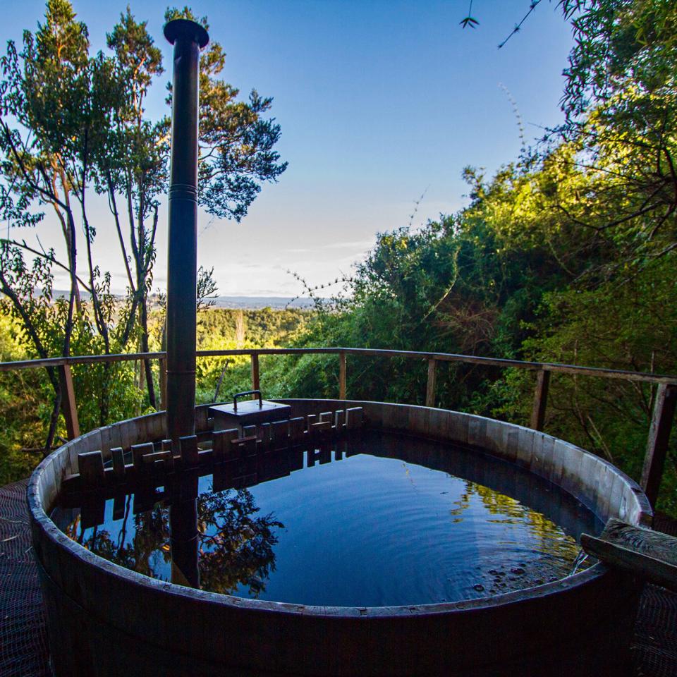 The inviting hot tub at Centro de Ocio is fed by a mountain stream