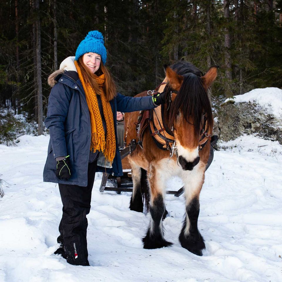Lisa and the horse-drawn sledge. Image: Duncan Nicol Robertson