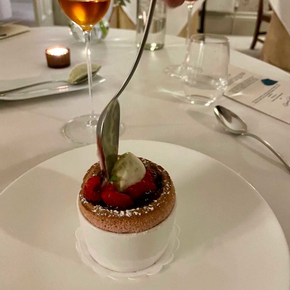 Chef Hrishikesh Desai's famous raspberry soufflé