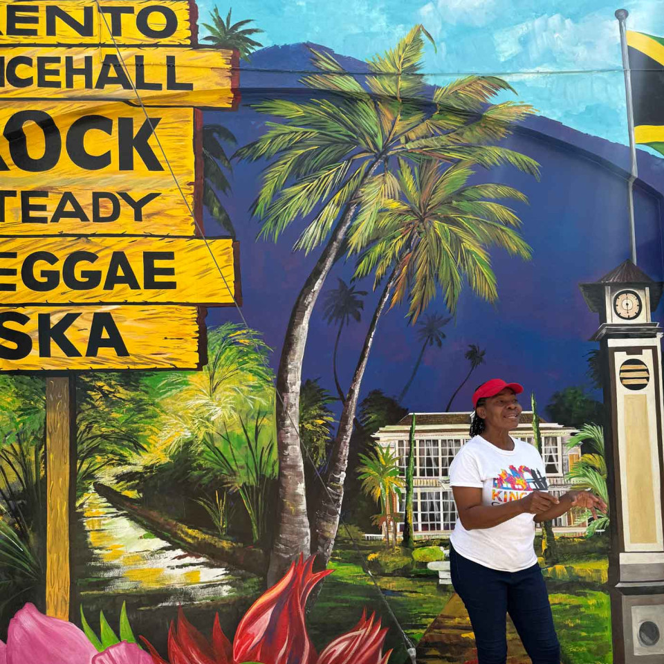 The charismatic Christine leads a tour of Kingston's art district