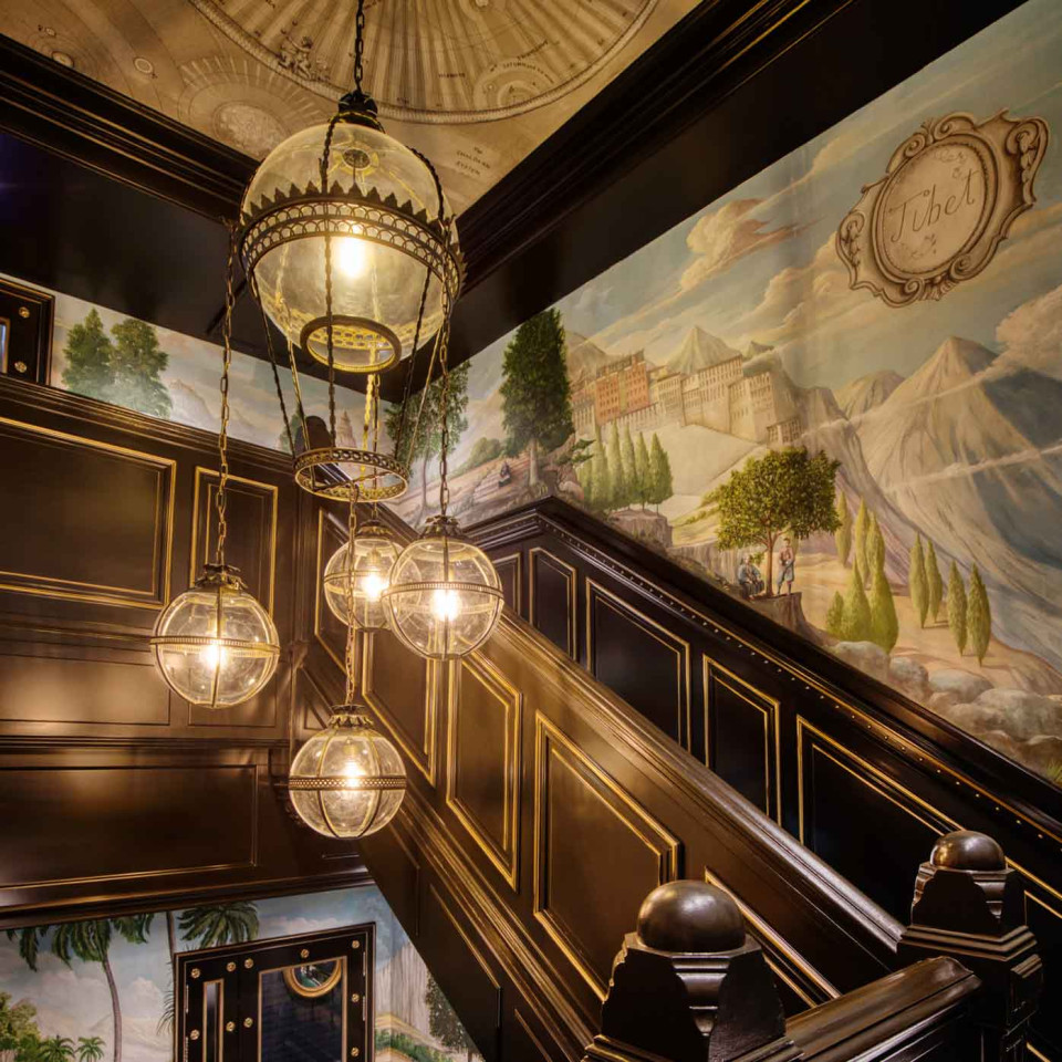 The handpainted staircase mural ©100 Princes Street, A Red Carnation Hotel