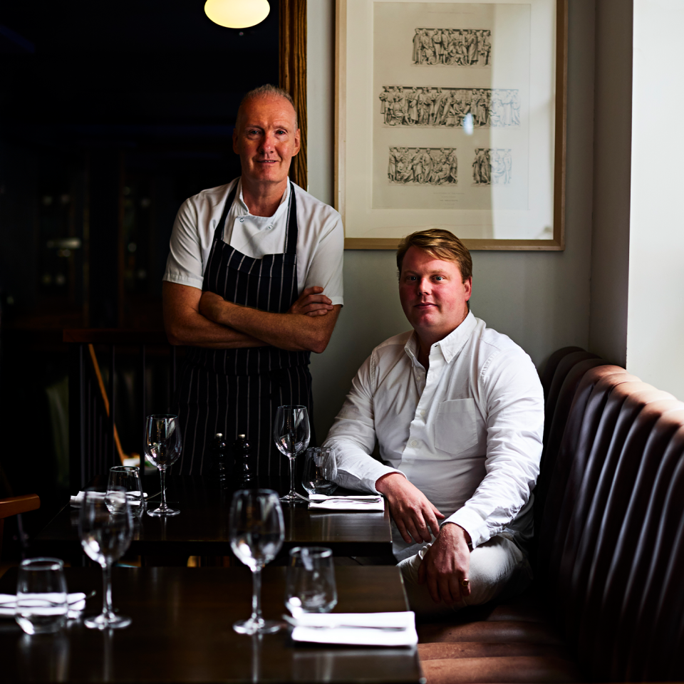 Chefs Anthony Demetre (standing) and David Halewood 