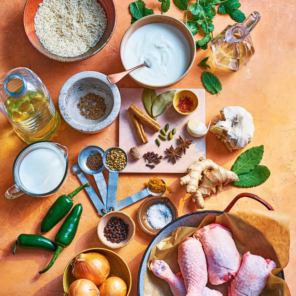 Chicken biryani ingredients. Image: Stuart West