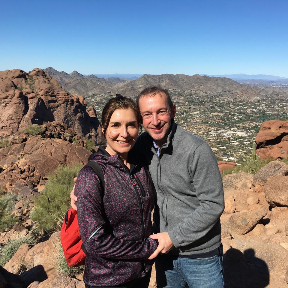 Helena and husband Simon enjoy 'multiple selfie opportunities' on Camelback Mountain