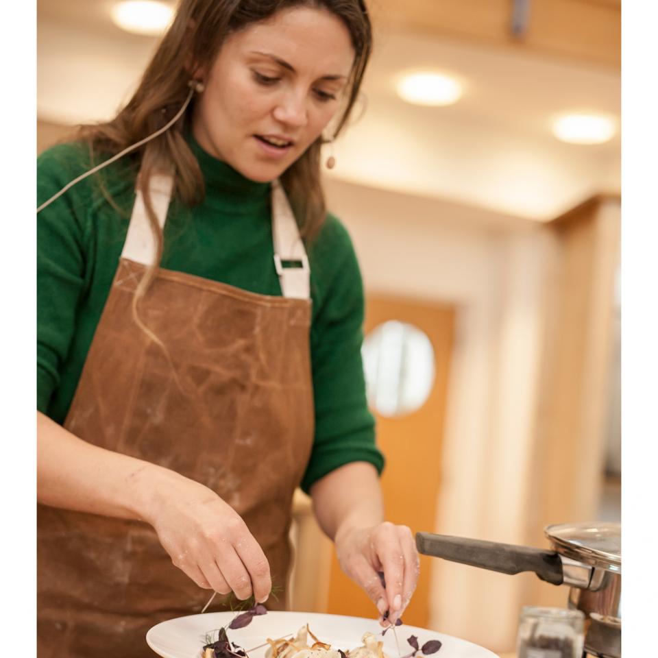 Olia Hercules gives a dumpling demonstration