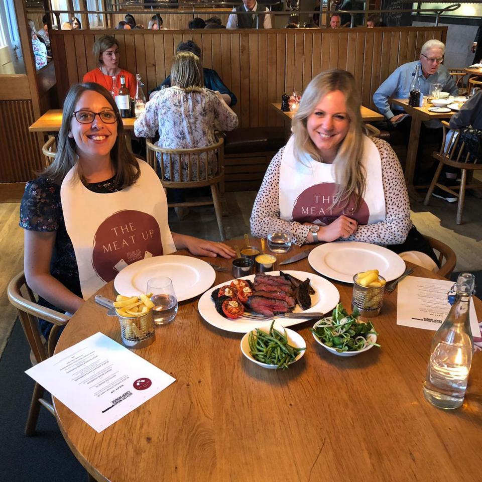 Liz and Hannah get ready to eat!