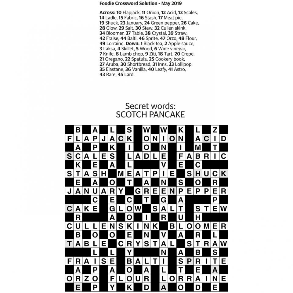 Crossword answers Sainsbury's Magazine