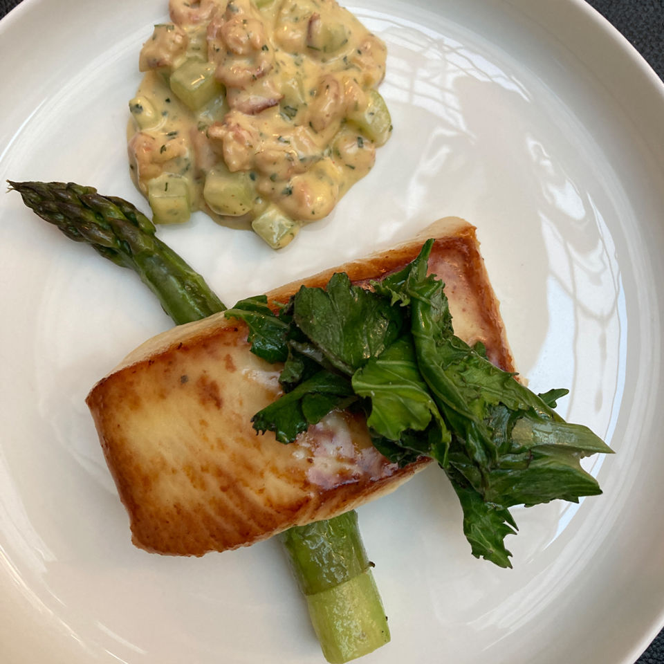 Halibut with shrimp bernaise