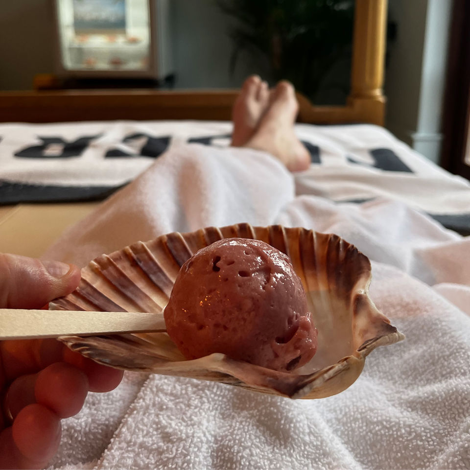 Ray’s post-massage prosecco sorbet