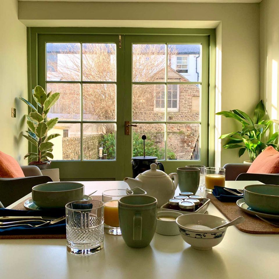 Breakfast overlooking the suntrap garden