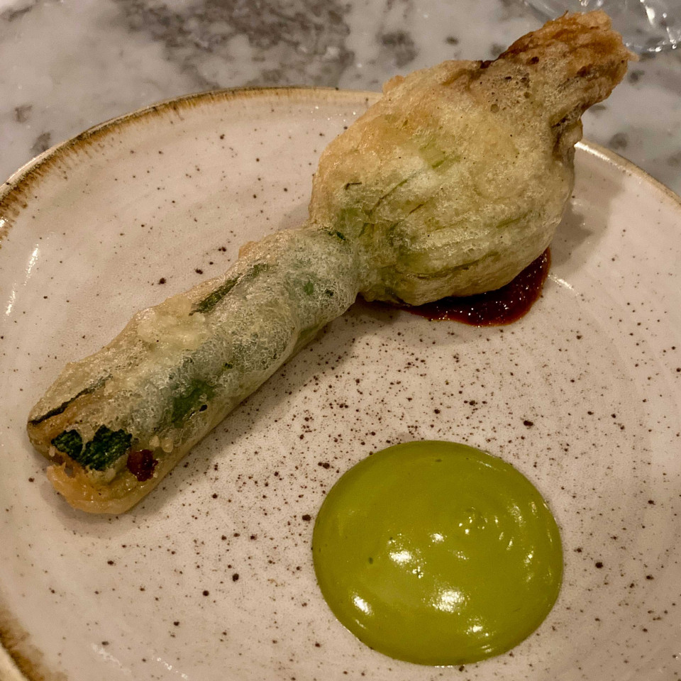 Stuffed courgette flower