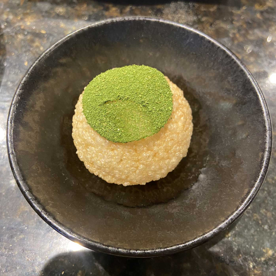The smoky sea bream seaweed ball