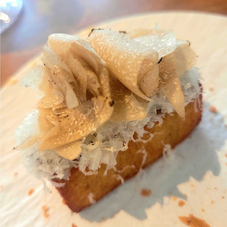 Savoury bread and butter pudding