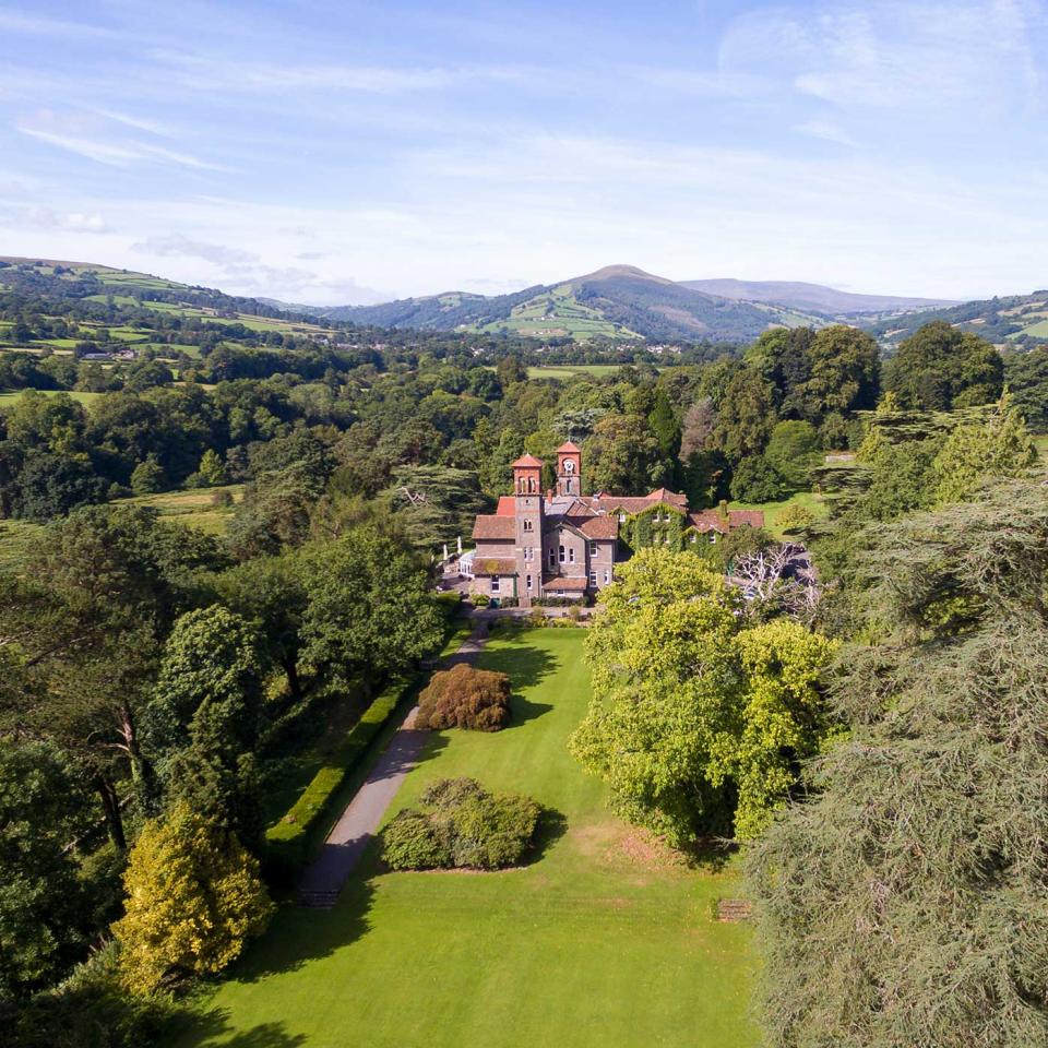 The exterior of Gliffaes country house hotel