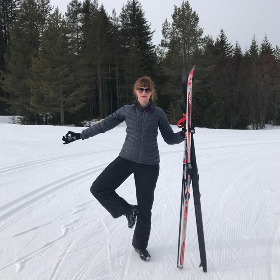 Lisa gets to grips with cross-country skiing