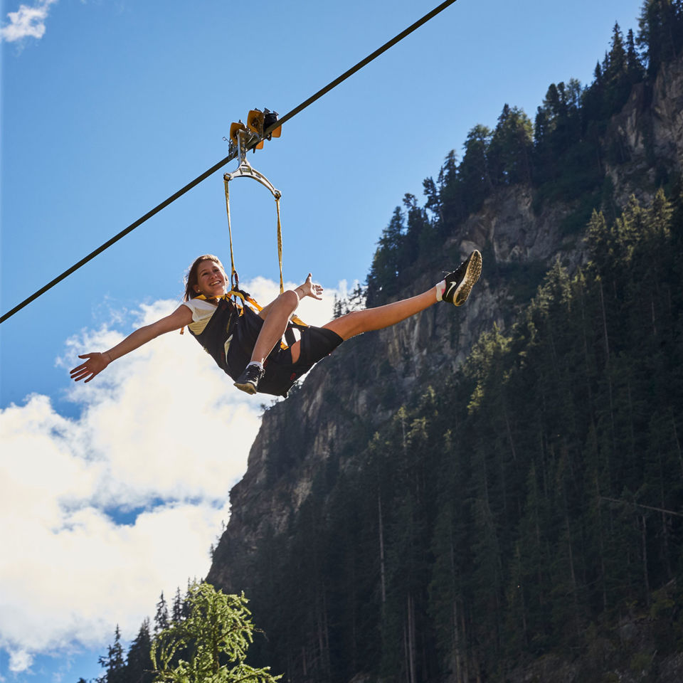 The Skyfly zip wire. Image: Tourismusverband Paznaun – Ischgl