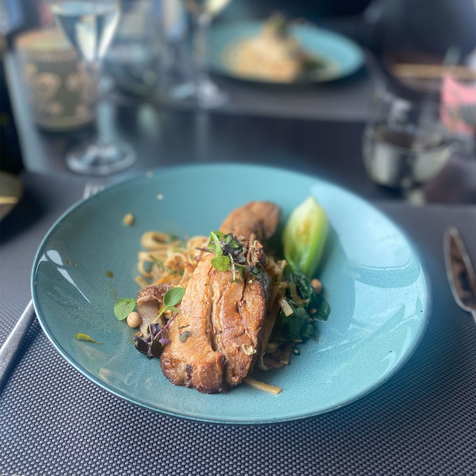 Pork teriyaki at Tout un Monde