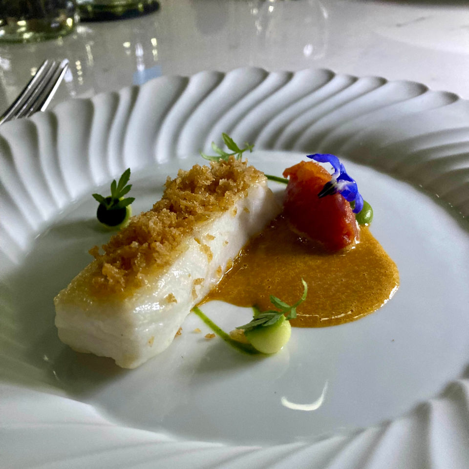Halibut with ziny, citrus emulsion