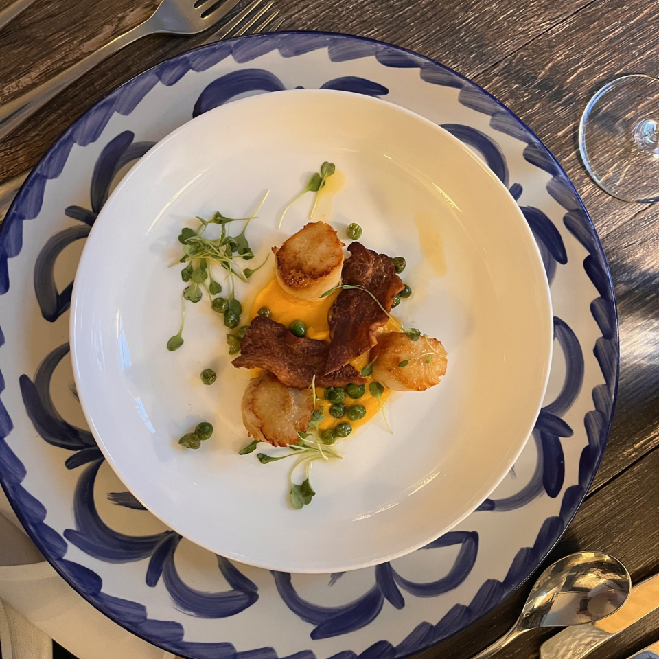 Scallops on butternut purée 