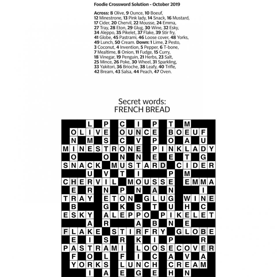 Crossword answers Sainsbury`s Magazine
