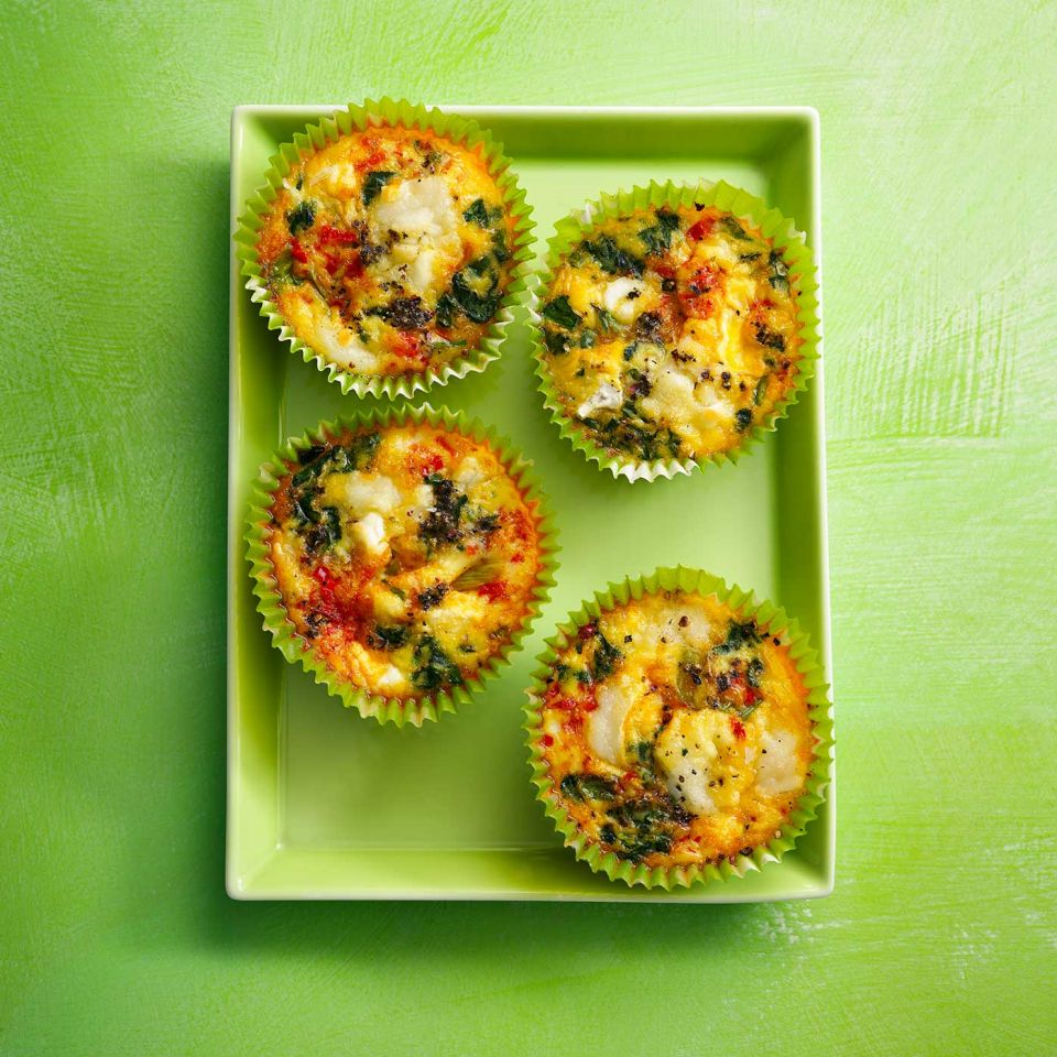 Red pepper and egg spinach muffins. Image: Gareth Morgans